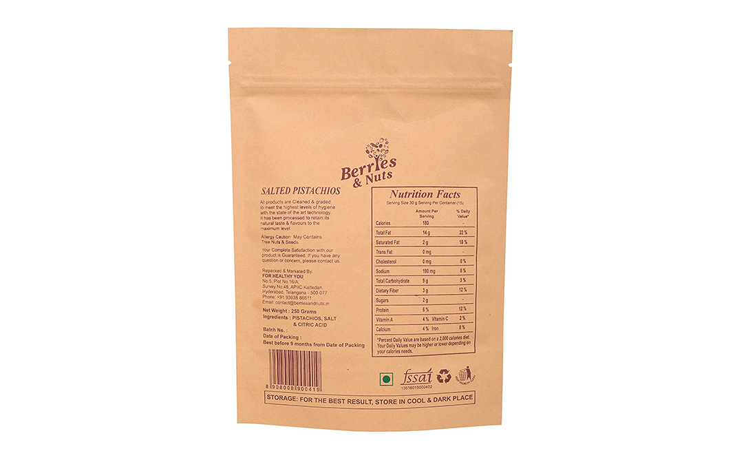Berries & Nuts Salted Pistachios    Pack  250 grams